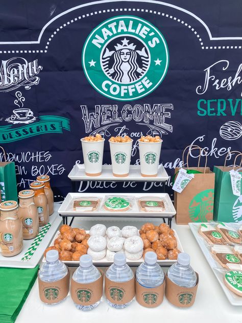 Starbucks Birthday Party Ideas, 13th Birthday Party Ideas For Girls, Starbucks Birthday Party, Teen Girl Birthday Party, Starbucks Party, Starbucks Birthday, Thirteenth Birthday, 13 Birthday