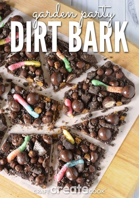 Whether you’re having a garden party or a fun dirt birthday party, you’ll want to make this easy chocolate dirt bark. Mud Birthday Party, Dirt Birthday Party, Dirt Bike Birthday Party, Chocolate Dirt, Weather Party, Children Garden, Dirt Bike Birthday, Bike Birthday, Popsicle Party