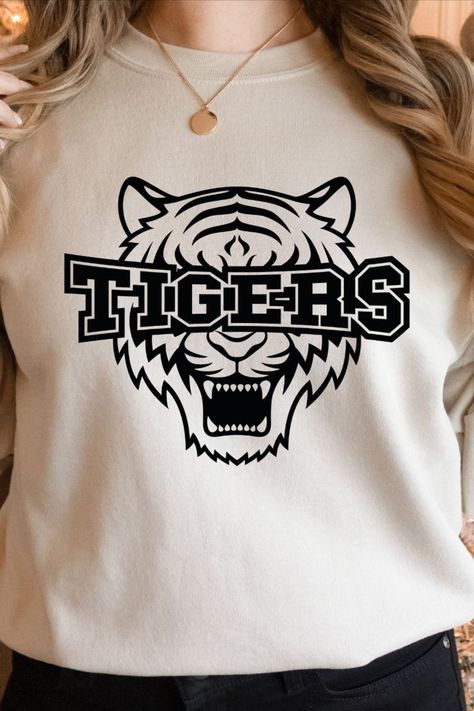 Highschool Designs, Sunshine Logo, Tigers Svg, Baby Tigers, Pto Ideas, School Shirt Designs, Go Tigers, Yearbook Layouts, Cricut Shirts