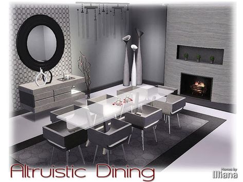 Altruistic Dining by Illiana  http://www.thesimsresource.com/downloads/1185446 Sims 4 Mods Home Decor, Thesimsresource Furniture, White Dinning Room, Living Room Sims 4, Scandinavian Dining Table, Sims Inspiration, Resource Furniture, Mod Furniture, The Sims 4 Pc