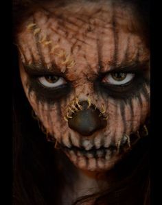 Scarecrow Inspired Makeup, Halloween Scarecrow Makeup Scary, Scary Costume Makeup, Creepy Scarecrow Makeup, Scary Scarecrow Makeup, Special Effects Makeup Horror, Scarecrow Makeup Halloween, Scary Special Effects Makeup Horror, Halloween Scarecrow Makeup