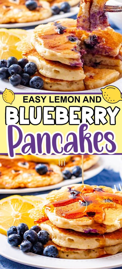 These fluffy blueberry lemon pancakes are a refreshing and tasty twist on classic blueberry pancakes. They use Greek yogurt which adds a tangy flavor that balances beautifully with the sweet blueberries. They're the perfect treat for your next breakfast! Lemon Blueberry Pancakes, Lemon Pancakes, Lemon And Blueberry, Family Breakfast Recipes, Greek Yogurt Pancakes, Pancake Warmer, How To Cook Pancakes, Yogurt Pancakes, Summer Recipes Dinner