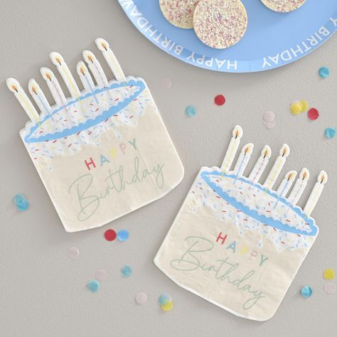 Cake Shaped Happy Birthday Paper Napkins – 16pk Christmas Paper Plates, 16 Birthday Cake, Birthday Napkins, Birthday Sentiments, Halloween Tableware, Cake Shapes, Birthday Cake With Candles, Safari Party, Paper Cake