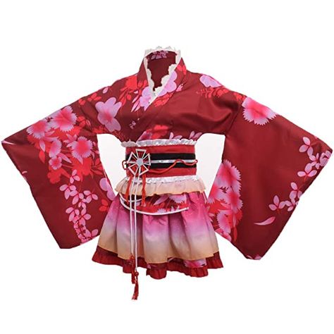 Short Kimono Outfit, Kimono Costume, Japanese Yukata, Japanese Traditional Clothing, Modern Kimono, Red Kimono, Kimono Outfit, Costume Anime, Yukata Kimono