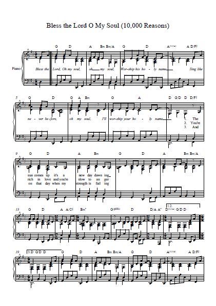 Bless the Lord Oh My Soul (10,000 Reasons) piano accompaniment with the tune also in the right hand. Written in D for congregational singing. Contact me if you would like a transposed version. Link to pdf... 10000 Reasons, 10 000 Reasons, Oh My Soul, O My Soul, Praise And Worship Songs, Bless The Lord, Worship Songs, Praise And Worship, Hand Written