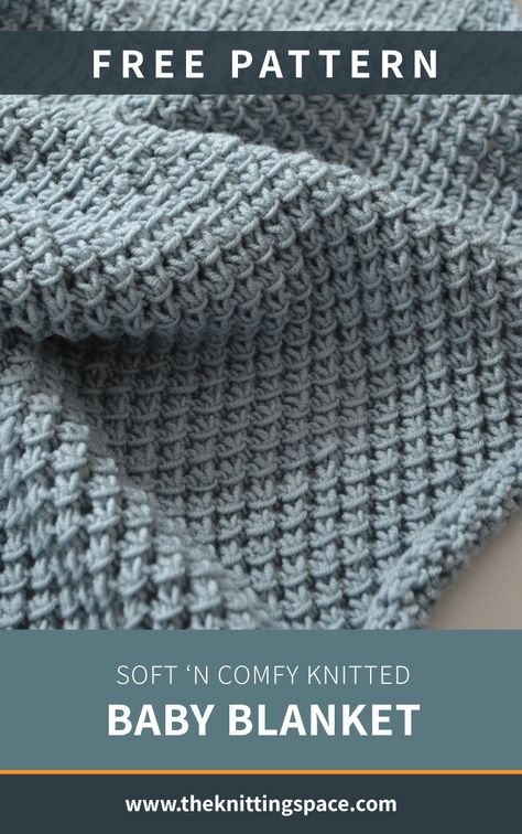 Soft 'N Comfy Knitted Baby Blanket [FREE Knitting Pattern] Knit Throw Blanket Pattern, Blankets Knit, Baby Blanket Knitting Pattern Easy, Knit Baby Blanket Pattern Free, Free Baby Blanket Patterns, Hats Knitted, Knitting Patterns Free Blanket, Throw Blanket Pattern, Easy Knitting Projects