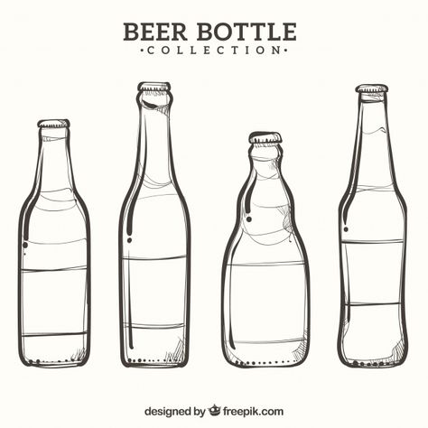 Beer Bottle Drawing Easy, Beer Bottle Tattoo, Beer Bottle Drawing, Heineken Bottle, Beer Drawing, Beer Bottle Art, Beer Tattoos, Beer Bucket, Art Test