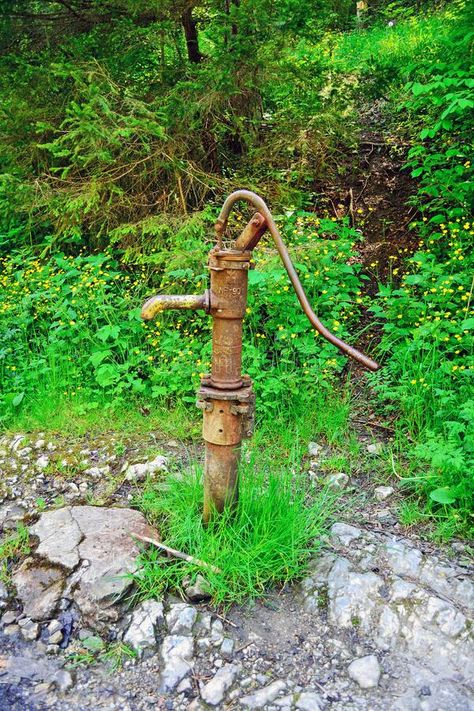 Hand Water Pump in forest. Vintage Hand Water Pump in Forest of Slovak Paradise, Slovakia royalty free stock photo Old Water Pumps, Hand Water Pump, Forest Vintage, Hand Pump, Water Pump, Slovakia, Water Pumps, Garden Arch, Paradise