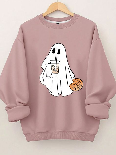 SHEIN LUNE Plus Size Women's Cute Little Ghost Drinking Coffee Halloween Spooky Season Women SweatshirtI discovered amazing products on SHEIN.com, come check them out! Ghost Drinking Coffee, Halloween Sweaters, Coffee Halloween, Plus Size Sweatshirts, Little Ghost, Drinking Coffee, Elegant Dresses Long, Halloween Spooky, Fall Sweatshirt