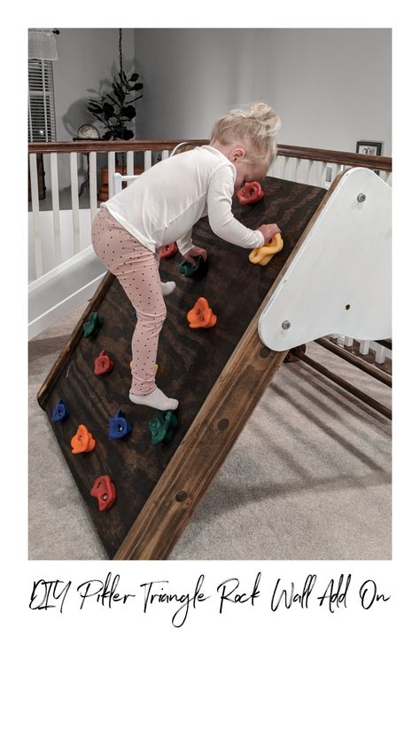 Toddler Rock Climbing Wall, Diy Pikler Triangle, Toddler Climbing Wall, Espresso Wood Stain, Raising Wildflowers, Kids Indoor Play, Ikea Billy Bookcase Hack, Toddler Climbing, Pikler Triangle