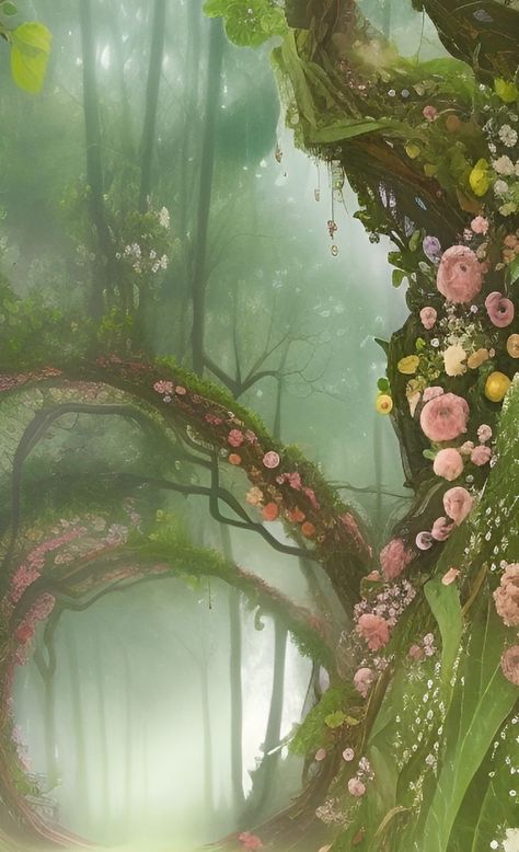 Fairy World, Tree Background, Spring Fairy, Cute Laptop Wallpaper, Ethereal Aesthetic, Fairy Aesthetic, Country Landscaping, Cute Poster, Gnome Garden