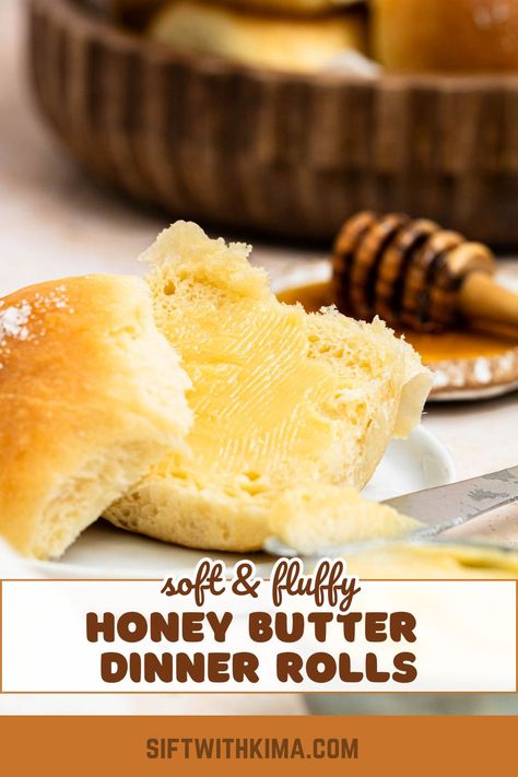 Honey Butter Dinner Rolls Honey Rolls Recipe, Honey Rolls, Butter Dinner Rolls, Easy Honey Butter, Warm Milk And Honey, Homemade Honey Butter, Homemade Brioche, How To Make Dough, Brioche Bread