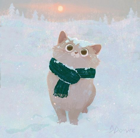 얼굴 드로잉, Winter Cat, Conceptual Artist, Anime Christmas, Cute Christmas Wallpaper, Art Cat, Christmas Drawing, Cute Little Drawings, Cat Litter Box