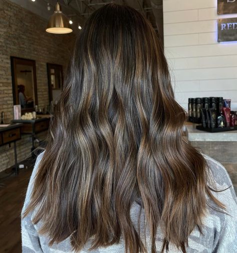 Partial Balayage Brunettes, Dark Caramel Hair, Hazelnut Hair, Partial Balayage, Full Balayage, Hair Clip Hairstyles, Balayage Straight Hair, Event Hairstyles, Balayage Long Hair