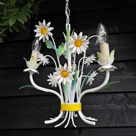 French Tole Flower Chandelier White Daisies With Green Leaves - Etsy Girl Room Chandelier, Chandelier Nursery, Girls Room Chandelier, Nursery Chandelier, Chandelier White, Flower Chandelier, Room Chandelier, White Chandelier, White Daisies