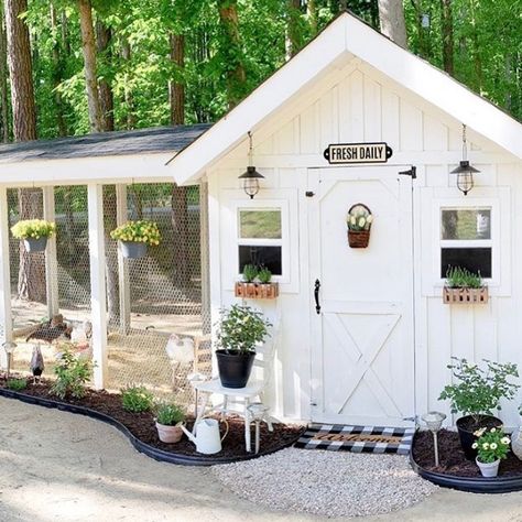 Kate on Instagram: “Happy Friday! Don’t you love finding beautiful inspiration for your home and garden? We are excited to share Cori @houseonhopedesigndecor…” Chapel Chicken Coop, Cute Chicken Coops, Chicken Coop Garden, Diy Chicken Coop Plans, Coop Ideas, Backyard Garden Layout, Chicken Life, Duck House, Chicken Coop Designs