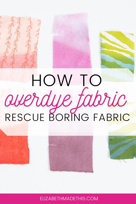 Overdyeing fabric is one of the easiest ways to take a plain sewing project and switch it up.  Learn which dyes to use and how to play with this technique. #fabricdye #ritdye #diy How To Dye Synthetic Fabric, Cool Watercolor, Bleach Pen, Dyeing Tutorials, Rit Dye, Fabric Dye, Shibori Dye, Dye Fabric, Ice Dye