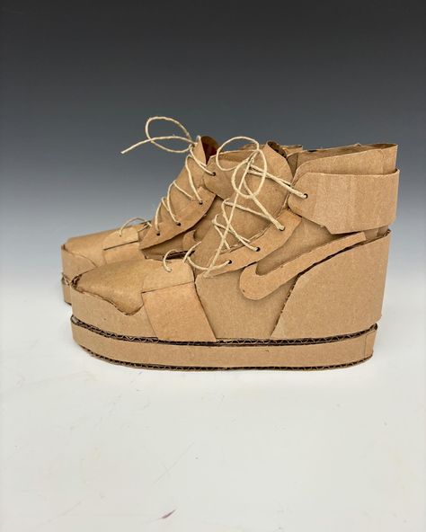 #studentsrebuild #reducereuserecycle #cardboard #shoes #highschoolsculpture Cardboard Shoes Diy, Cardboard Shoes, Shoe Sculpture, Recycled Shoes, Class Project Ideas, Preppy Shoes, Cardboard Art, Reduce Reuse Recycle, Classroom Inspiration