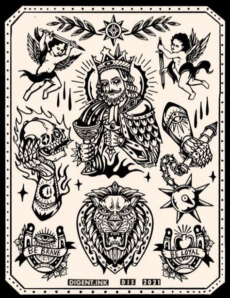 Old Style Tattoos, Traditional Tattoo Flash Sheets, Traditional Tattoo Stencils, Traditional Tattoo Drawings, Traditional Black Tattoo, Tattoo Catalog, Tato Minimal, Traditional Style Tattoo, Tattoo Filler