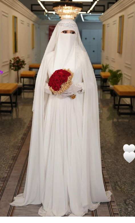 Niqabi Wedding Dresses, Niqab Wedding Dress, Hijab Bride Veil, Muslim Nikah Dresses, Nikkah Abaya, Wedding Abayas, Niqab Wedding, Niqab Bride, Bridal Abaya