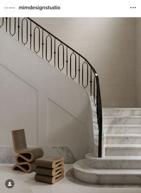 Marble Architrave, Mumbai Penthouse, Townhouse Staircase, Parisian Staircase, White Marble Stairs, White Marble Staircase, Stairway Handrail, Staircase Hallway, Stairwell Ideas