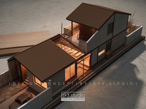 Model House Exterior, House Concept Architecture, Modern House Concept, Residence Concept, Micro House Plans, Japan House Design, House Concept, Roof Ideas, Minimal House