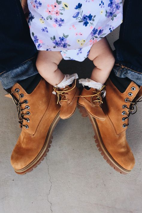 Like father, like daughter @timberland #timberland #oshkosh #babygirl #baby #babyfashion #daddyslittlegirl Timberland Shoe, Baby Timberlands, Like Father Like Daughter, Timberlands Shoes, Timberland Boots, Baby Fashion, Boots, How To Wear