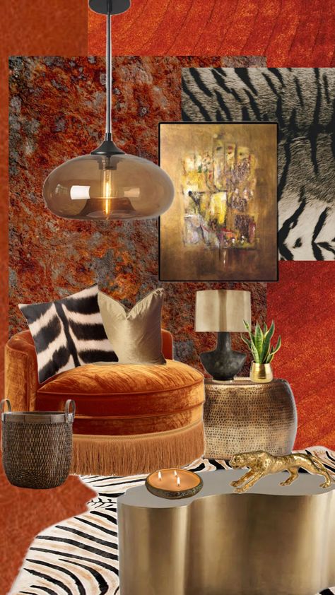 I love orange & gold together! #gold #interiordesign #interiordesigner #glamour #interiordesigninspiration #fyp #orange #beautiful #interiordesignmoodboard #roomdecor #roominspo #moodboard #rust #decoraesthetic Rust And Brown Living Room, Orange Couch Living Room Ideas, Thomas Bedroom, Gold Interior Design, Burnt Orange Decor, Nyc Dream, Brown Office, House Renos, Pinterest Room