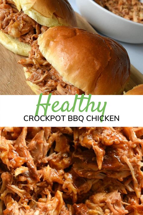 Easy Crockpot Bbq Chicken, Bbq Chicken Healthy, Chicken With Bbq Sauce, Crockpot Bbq Chicken, Pulled Chicken Recipes, Shredded Bbq Chicken, Make Shredded Chicken, Bbq Chicken Sandwich, Bbq Chicken Crockpot