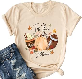 Tis The Season For Coffee Pumpkins & Football T-shirt For Women Fall Shirts Plaid And Leopard, Pumpkin Coffee, Thanksgiving Pumpkin, Halloween Graphic Tees, Halloween Graphic, Fall Shorts, Coffee Shirt, Pumpkin Shirt, Graphic Tee Shirt