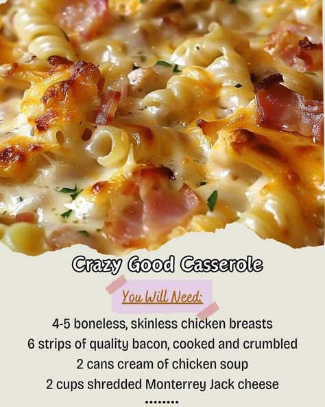 Crazy Good Casserole, Chicken And Bacon Pasta, Bacon Pasta Bake, Water Tok, Chicken And Bacon, Vegetable Benefits, Best Casseroles, Bacon Pasta, Low Carb Diet Recipes