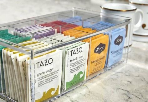 Container store tea box Cabinet Door Spice Rack, Pot Lid Organizer, Door Spice Rack, Coffee Organization, Tea Box Storage, Tea Organization, Tea Station, Magnetic Knife Holder, Desain Pantry