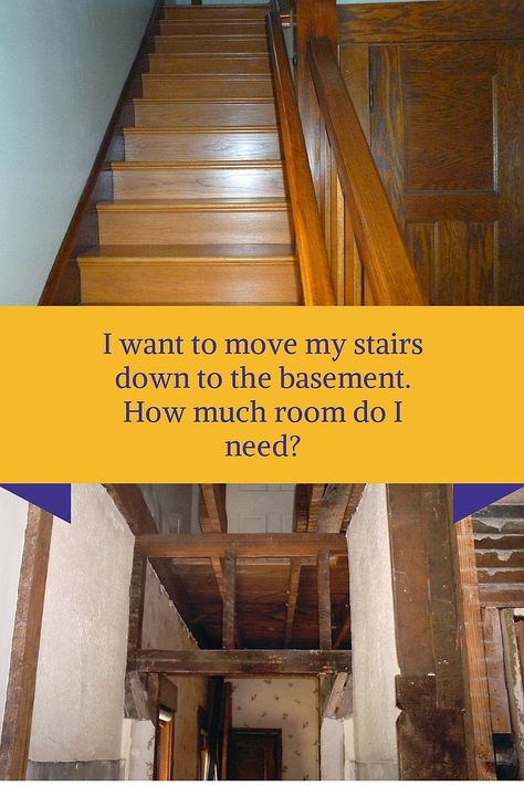 Remodeling Solutions by Elings: Moving Stairs to a New Location Basement Stairs Middle Of House, Moving Stairs From Middle Of House, Moving Stairs Before And After, Move Staircase, Moving Basement Stairs, Moving Staircase, Open Basement Stairs, Hallway Renovation, Stairs Remodel