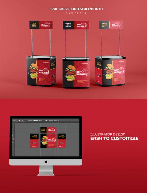 Franchise Food Stand / Franchise Booth Design AI, EPS Food Booth Design Ideas, Stand Booth Design Food, Mini Booth Design, Food Booth Design, Booth Design Food, Food Stand Design, Franchise Design, Food Stall Design, Small Booth