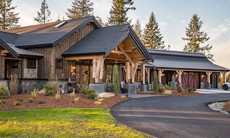 Timber Home Exterior, Timber Frame Exterior, Tuscany Homes, Timber Window Frames, Timber Frame Kitchen, Rustic Home Exterior, Timber Frame Porch, Mountain Home Exterior, Timber Home