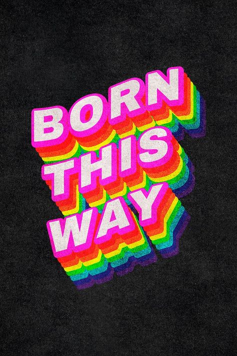 BORN THIS WAY rainbow word typography on black background | free image by rawpixel.com / Gade Word Typography, Rockett St George, Born This Way, St George, Free Image, Black Background, Typography, Rainbow, Black