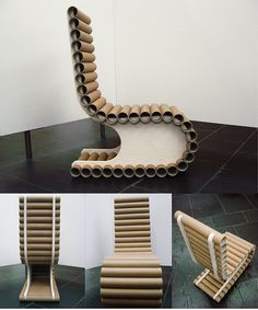 Toob - Recycled Chair Bamboo Furniture Diy, Cardboard Chair, Bamboo Diy, Recycle Design, Cardboard Design, Paper Furniture, Bamboo Crafts, Bamboo Furniture, Bamboo Design