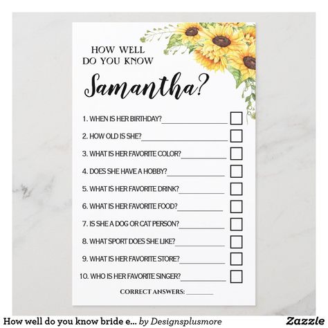 How Well Do You Know Me, Questions About The Bride, Bridal Shower Question Game, Girls Birthday Party Games, H.e.r Singer, Spanish Games, Bride Game, Wedding Shower Games, Do You Know Me