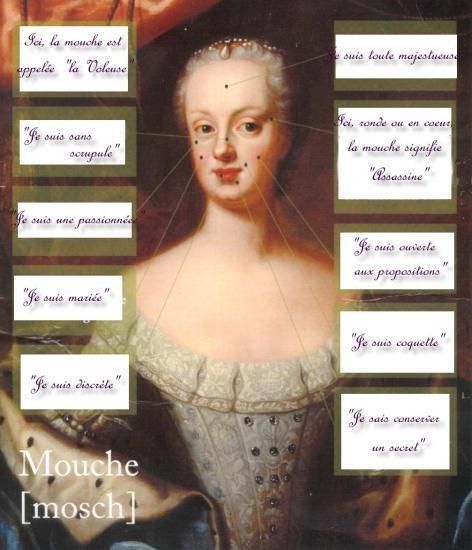 Beauty marks in old timey French Beauty Marks, Lady Oscar, Coded Message, Nasolabial Folds, Lower Lip, Beauty Spot, 18th Century Fashion, Beauty Mark, French Words