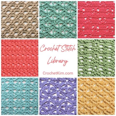 Over 30 Fabulous Free Crochet Lace Stitches: CrochetKim Crochet Stitch Library | CrochetKim™ Crochet Lace Stitches, Crochet Stitches Diagram, Crochet Stitches Free, Crochet Knit Stitches, Crochet Gratis, Crochet Lace Pattern, Crochet Unicorn, Crochet Stitches Tutorial, Crochet Instructions