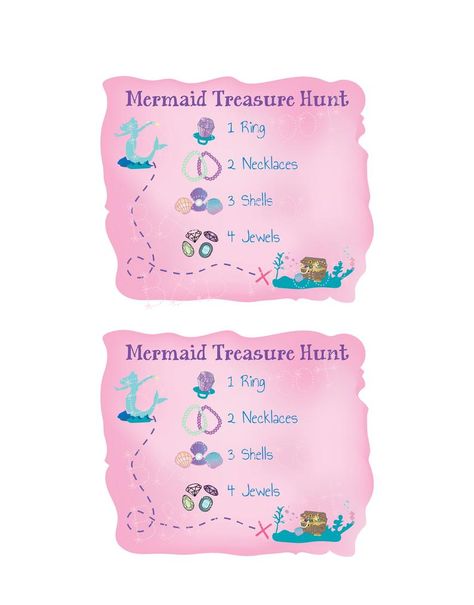 Mermaid Treasure Hunt, Diy Mermaid Birthday Party, Mermaid Party Games, Mermaid Pirate Party, Birthday Games For Kids, Mermaid Treasure, Mermaid Pool Parties, Ocean Birthday Party, Diy Mermaid