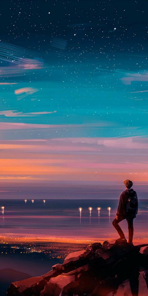 Happy Boys Day, Wallpaper Scenery, Active Wallpaper, Sky Anime, Night Sky Wallpaper, New Retro Wave, Alone Photography, Japon Illustration, Wallpaper Animes