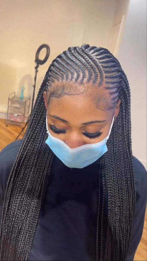 Half Carrot Hairstyles, Extra Small Feed In Braids Cornrows, Corn Rows Half Up Half Down Black, Canrows Going Back, Cainrow Hairstyles, All Back Conrow With Heart, Corn Rows Braids Black Women 2022, Box Braid Hair, Cornrows Braids For Black Women