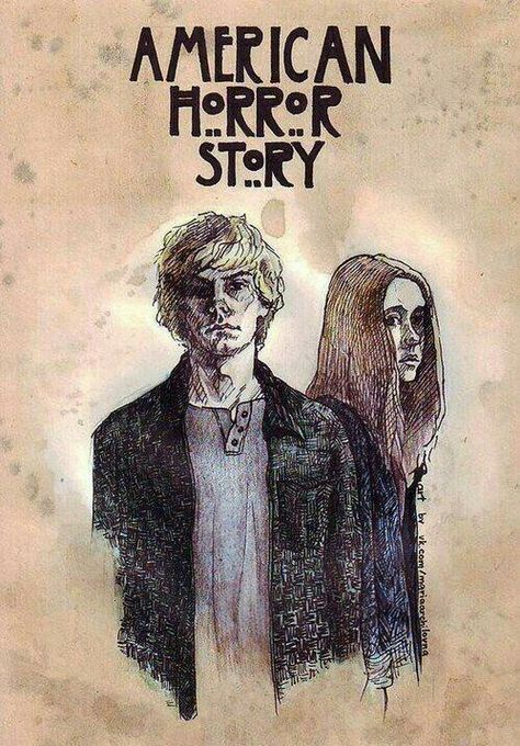 Ahs Fan Art, Tate Ahs, Violet Ahs, American Horror Story Art, American Horror Story Quotes, Evan Peters American Horror Story, Tate And Violet, American Horror Story 3, Story Drawing