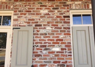 New Orleans Olds - Mike Baker Brick New Orleans Brick House Exterior, Exterior Brick Panels, Green Shutters On Brick House, Brick Cottage Exterior, Brick Exterior Colors Schemes, Red Brick House Exterior, Brick Ideas, House Brick, French Country Exterior