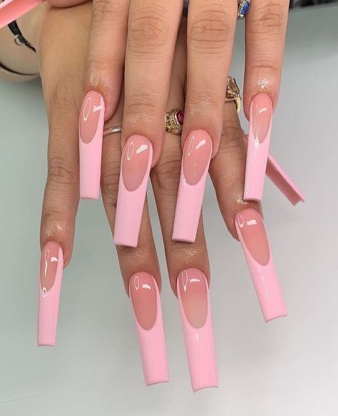 Acrylic Nails Pink, Basic Nails, French Tip Acrylic Nails, Long Acrylic Nails Coffin, Acrylic Nails Coffin Pink, Rose Nails, Long Square Acrylic Nails, Acrylic Nails Coffin Short, Nail Jewelry