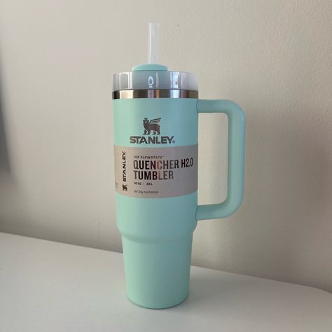 This Is A 30 Ounce Stanley Tumbler. This Stanley Is A Light Green In Color And Is The Stanley Color Mint. It Is Part Of The Clean Slate Release. Cup Is Supposed To Insulate Cold For 9 Hours, Hot For 5, And Iced For 40 Hours. Cup Comes With Lid, Straw, And Is Dishwasher Safe. The Cup Is Brand New With Tags With No Defects. The Cup Is Compatible With Car Cup Holders. Rare Hard To Find Color! Sold Out In Stores! Exclusive Make! Brand New With Tags And Ships Fast!! Comes From Pet Free And Smoke Free Stanley Cups, Stanley Tumbler, Clean Slate, 9 Hours, Find Color, Cup With Straw, Stanley Cup, Car Cup Holder, Cup Holders