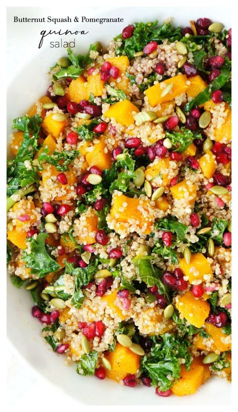 Butternut Squash Pomegranate, Cranberry Quinoa Salad, Kale Quinoa, Kale Quinoa Salad, Healthy Side Dish, Healthy Side, Healthy Sides, Quinoa Recipes, Healthy Side Dishes