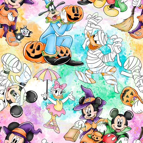 Disney Characters Wallpaper, Chat Halloween, Mickey Halloween, Seamless Paper, Halloween Wallpaper Iphone, Halloween Magic, Printed Backdrops, Halloween Designs, Halloween Digital