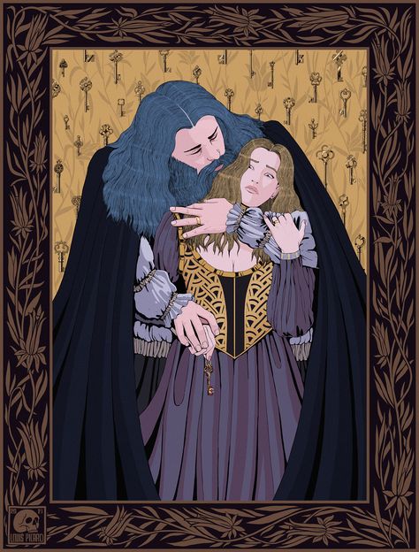 Bluebeard on Behance Blue Beard, Grimm Tales, Fairytale Illustration, Fairytale Art, Fantasy Costumes, Bedtime Stories, Illustration Drawing, Life Art, Book Journal